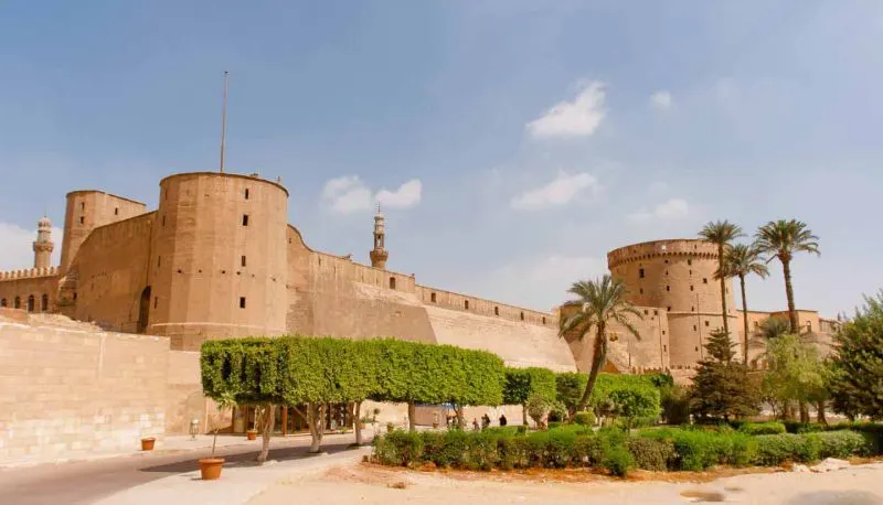 Panoramic view of Salah El-Din Citadel in Cairo, Egypt during classic egypt holiday